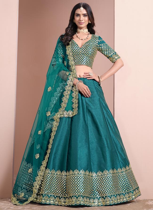 Art Silk Rama Wedding Wear Sequins Work Lehenga Choli